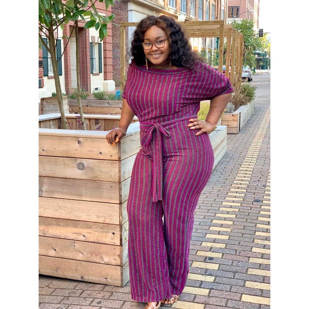 Star Metallic Stripe Jumpsuit